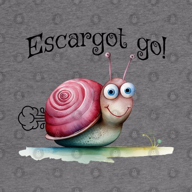 Escargot go! Fun zippy snail pun design by Luxinda